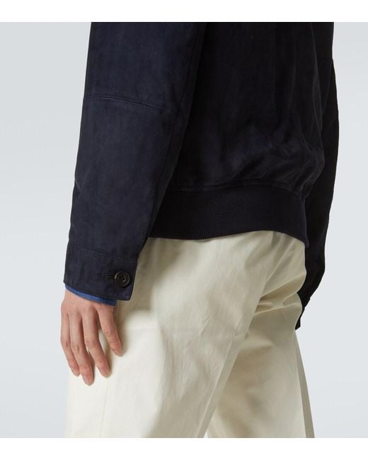 Rubinacci Blue Suede Bomber Jacket for men