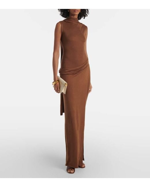 AYA MUSE Brown Maxikleid Nou Aus Einem Seidengemisch