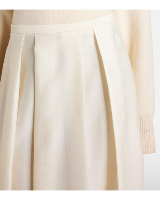 Totême White Twinflower Wool And Silk Midi Skirt
