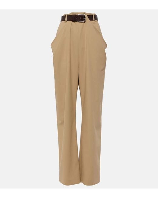 Loewe Natural Draped Cotton Twill Straight Pants