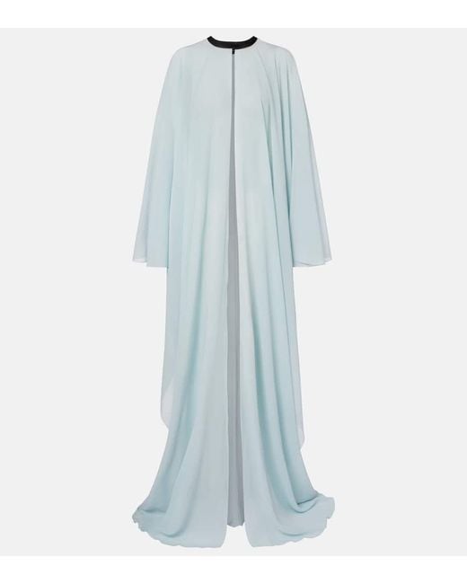 Tom Ford Blue Leather-Trimmed Silk Kaftan