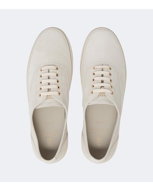 Brunello Cucinelli White Suede Sneakers for men