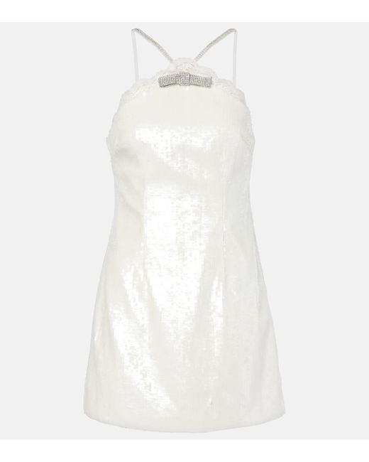Self-Portrait White Minikleid Mit Kristallen Und Pailletten