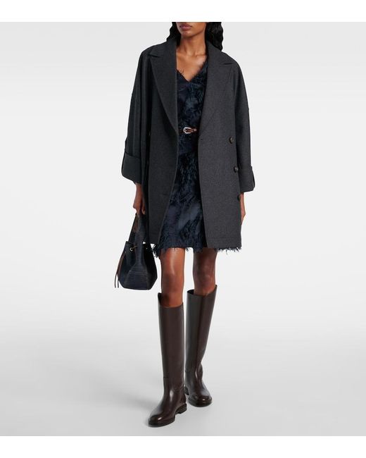 Brunello Cucinelli Black Oversized Wool Coat
