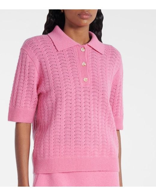 Lisa Yang Pink Masy Cashmere Polo Sweater