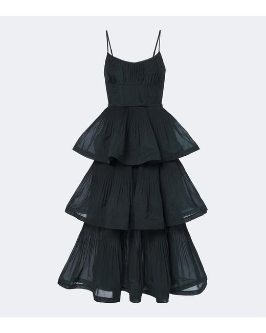 Zimmermann Black Pleated Tiered Bustier Dress