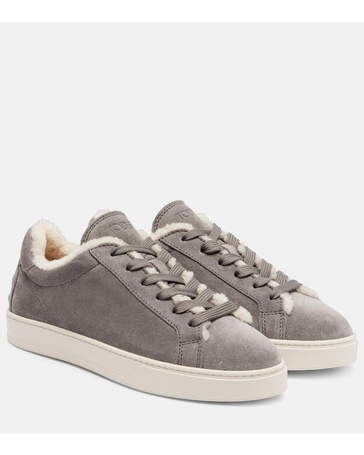 Tod's Gray Classic Shearling-Lined Suede Sneakers