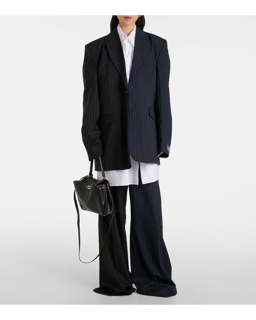 Vetements Blue Pinstripe Wool Wide-Leg Pants