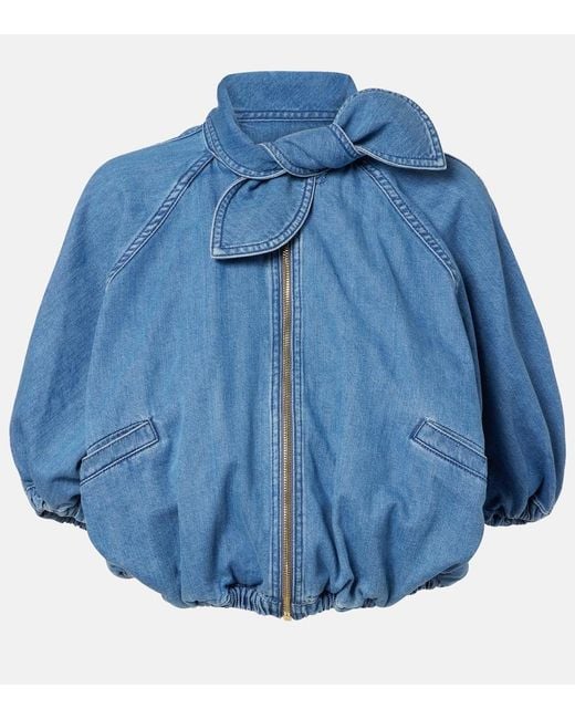 Patou Blue Tie-Neck Denim Jacket