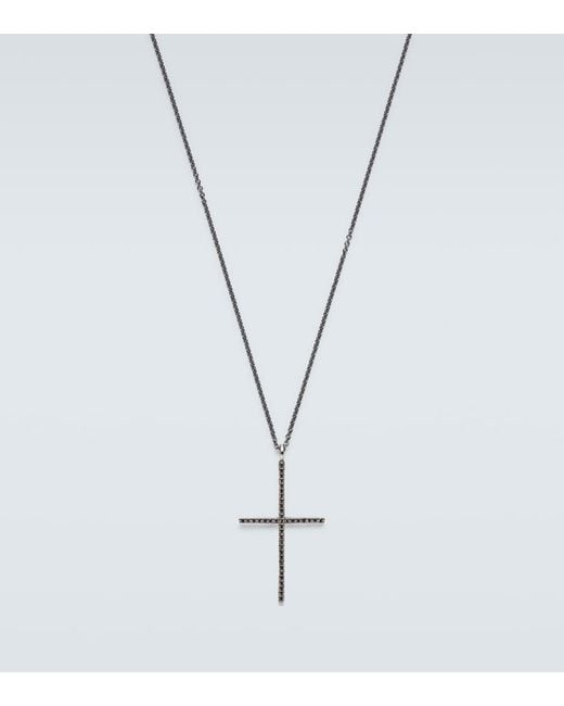 Ileana Makri Blue Classic 18Kt And Steel Necklace With Diamonds for men