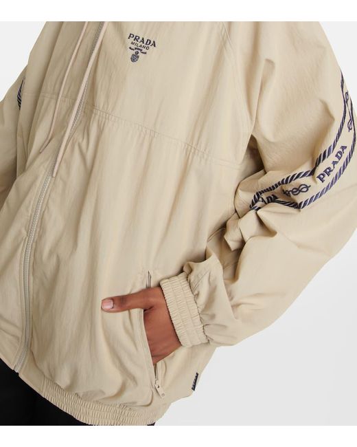 Prada Natural Embroidered Cotton-Blend Jacket