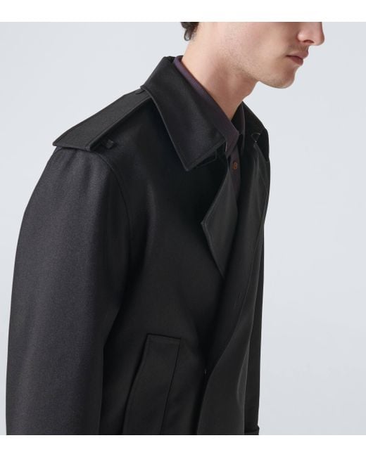 Burberry Black Cropped Silk-blend Trench Coat for men