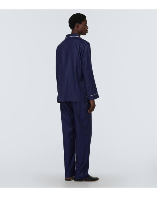 Derek Rose Blue Lombard 6 Cotton Jacquard Pyjamas for men