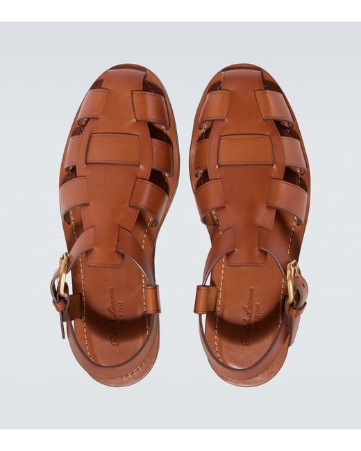 Ralph Lauren Brown Leather Fisherman Sandals for men