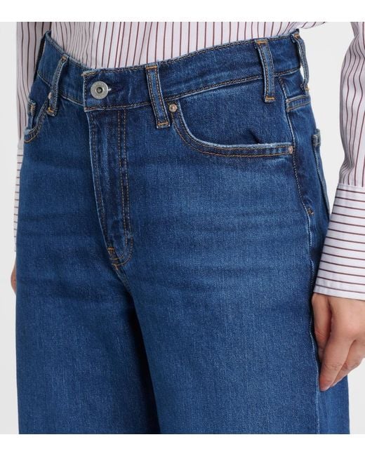 AG Jeans Blue New Baggy Mid-Rise Wide-Leg Jeans