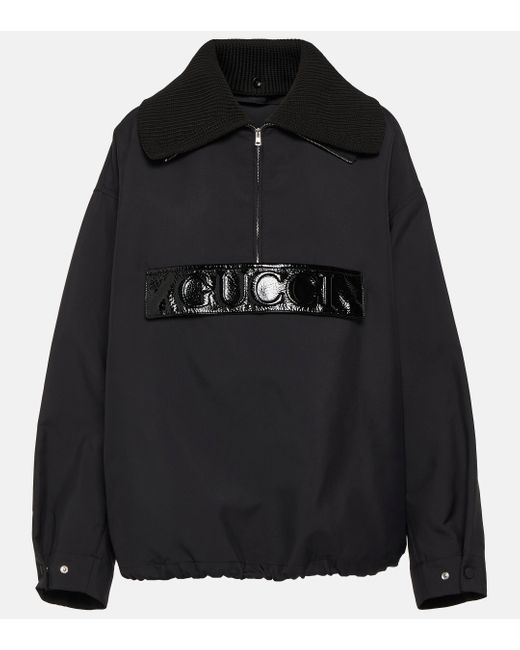 Gucci Black Techno Gabardine Half-zip Jacket