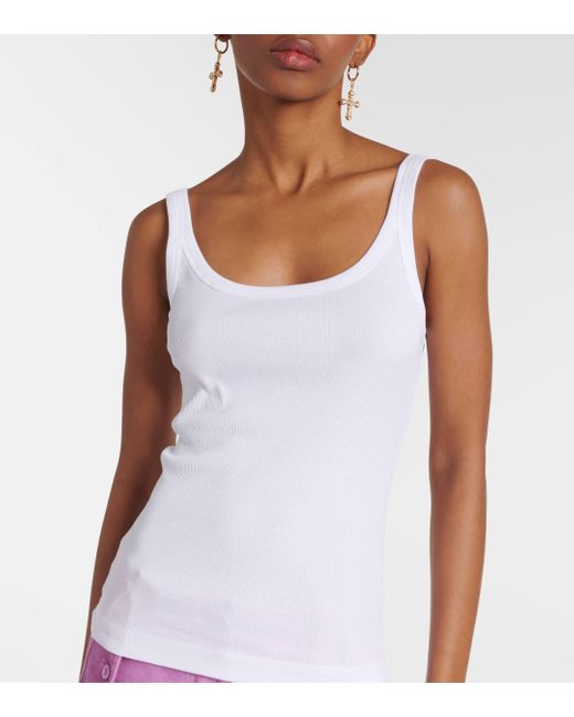 Dolce & Gabbana White Ribbed-knit Cotton Tank Top