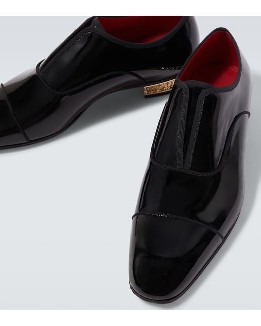 Christian Louboutin Black Alphamale Rocks Patent Leather Derby Shoes for men