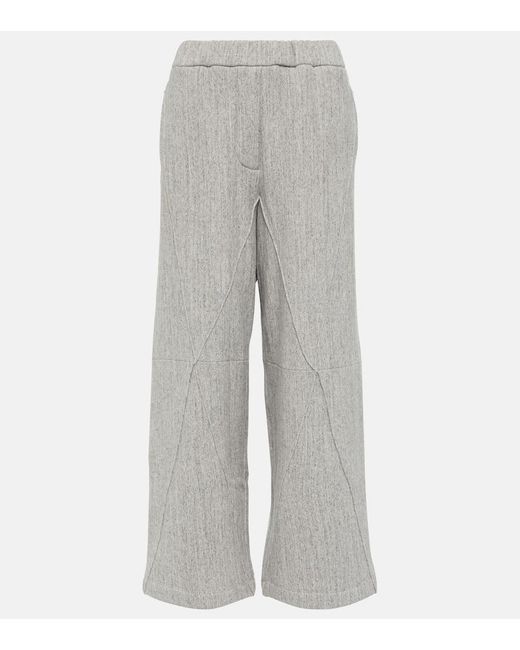 Loewe Gray Puzzle High-rise Cotton Wide-leg Pants
