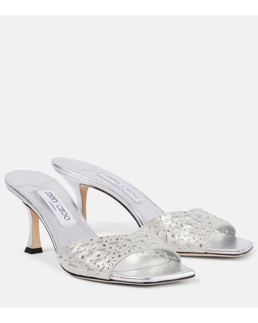 Mules Skye 70 En Satin A Ornements Jimmy Choo en coloris White