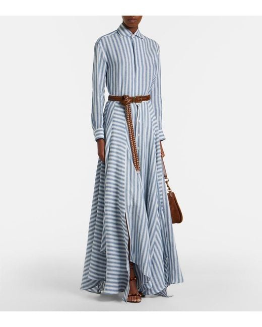 Ralph Lauren Blue Capri Striped Linen Shirt