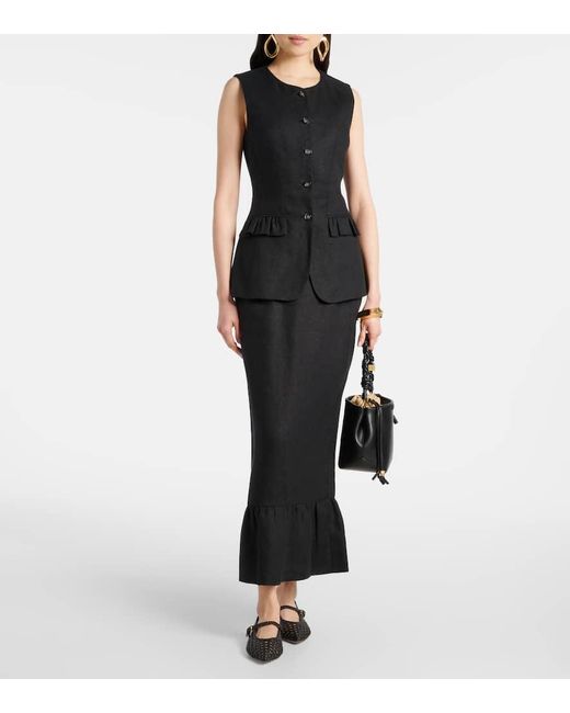 Posse Black Matilda Ruffled Linen Vest