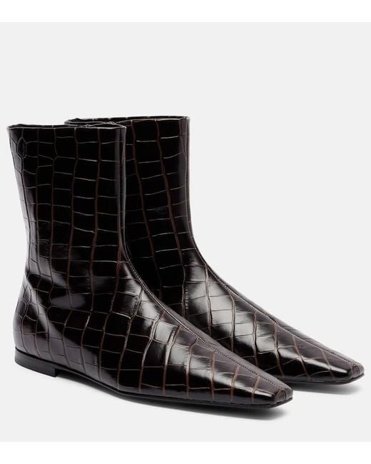 Botines De Piel Grabada Totême  de color Black