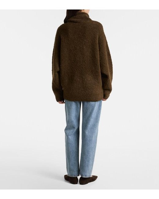 Totême Brown Alpaca And Wool-Blend Boucle Turtleneck Sweater