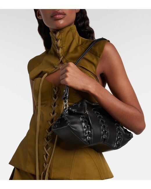 McQueen Black Manta Small Leather Shoulder Bag