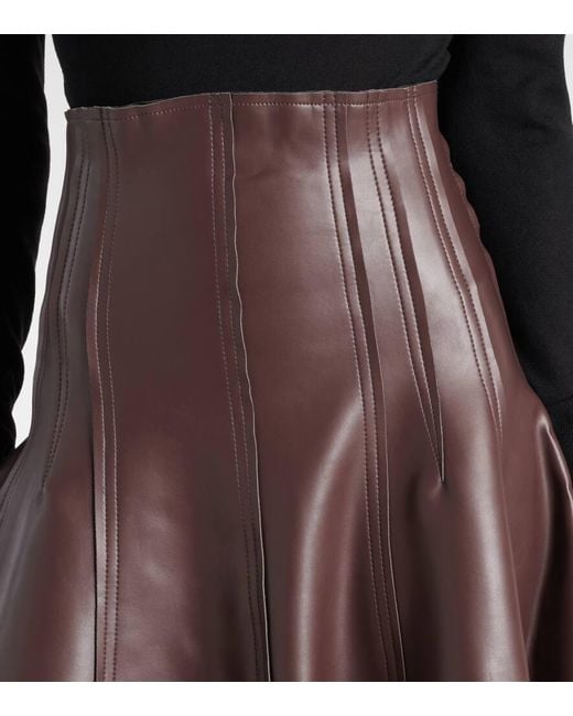 Norma Kamali Brown High-Rise-Midirock Aus Lederimitat