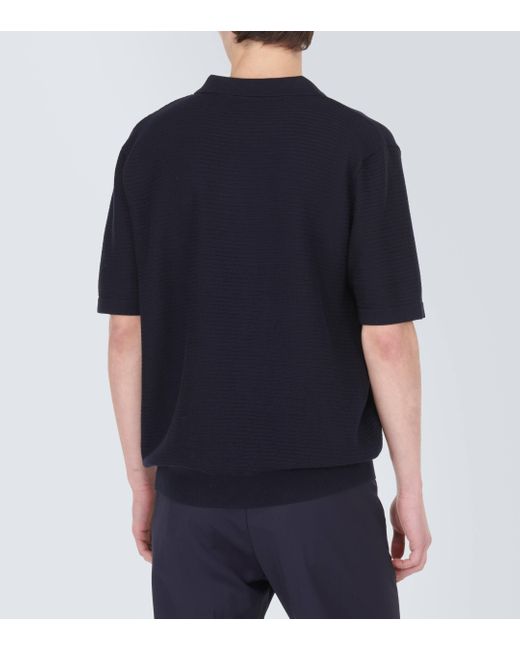 Sunspel Blue Knitted Cotton Polo Shirt for men