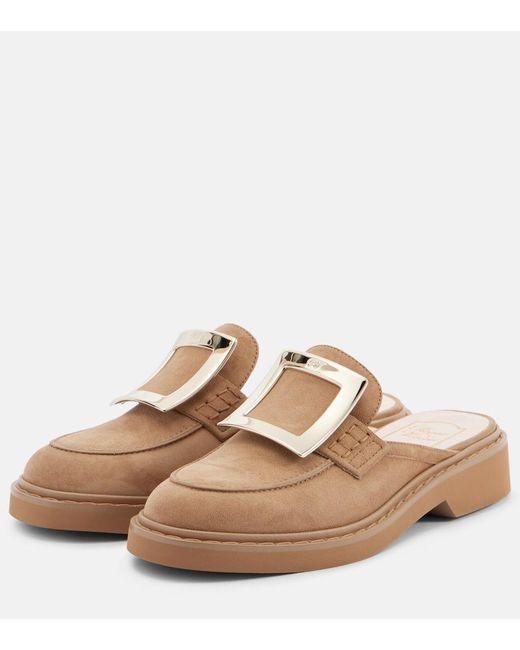 Roger Vivier Brown Slippers Viv' Rangers Aus Veloursleder
