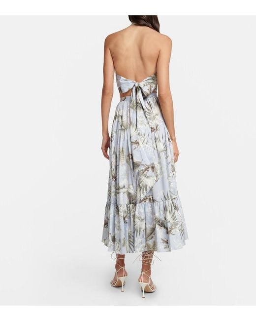 Erdem Blue Olympia Printed Cotton Midi Skirt