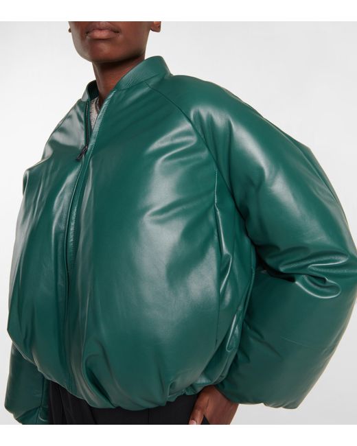 Loewe Padded Leather Bomber Jacket in Green | Lyst