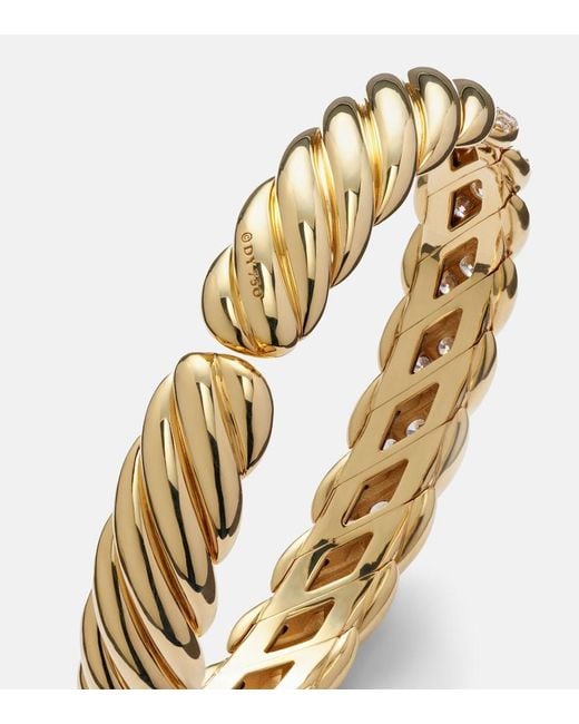 David Yurman Metallic Sculpted Cable Flex 18Kt Bracelet With Diamonds