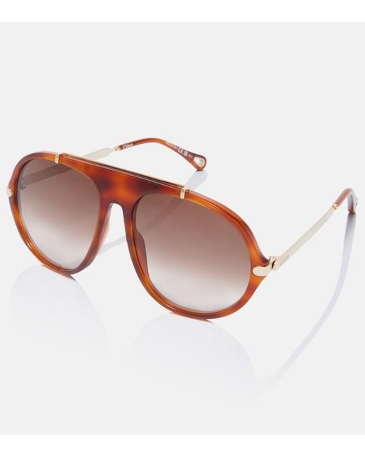Chloé Brown Aly Aviator Sunglasses