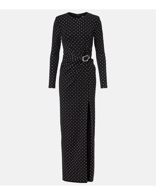 Roland Mouret Black Embellished Gathered Jersey Gown