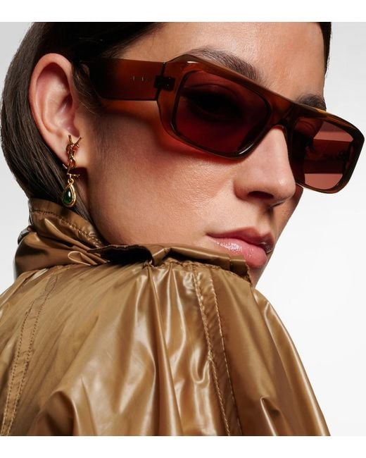 Saint Laurent Brown Sl Logo Rectangular Sunglasses