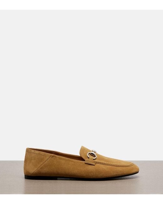 Gucci Brown Jordaan Horsebit Suede Loafers