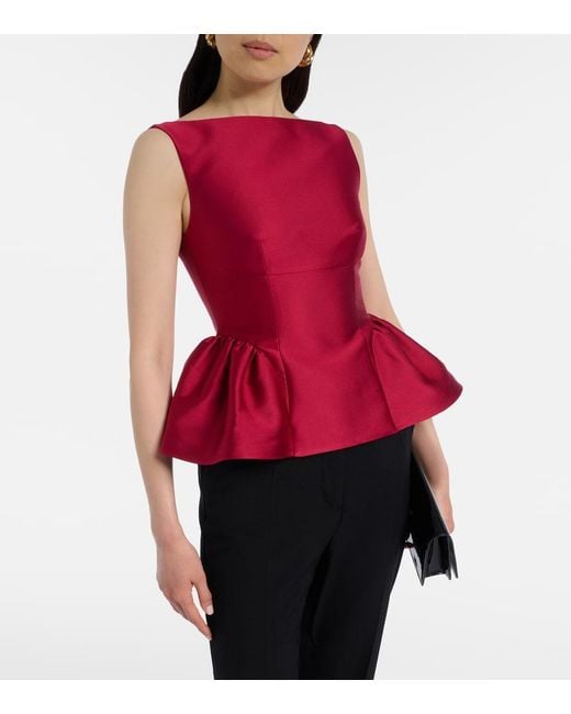 Roland Mouret Red Peplum Taffeta Top