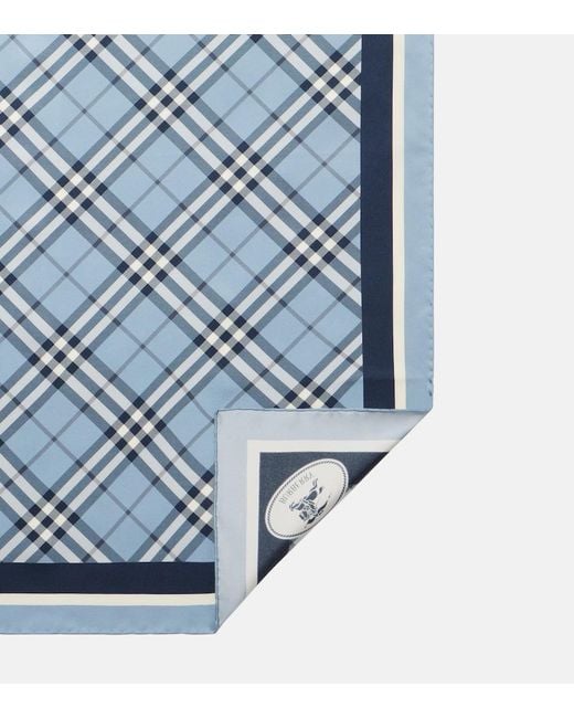 Burberry Blue Check Silk Twill Scarf