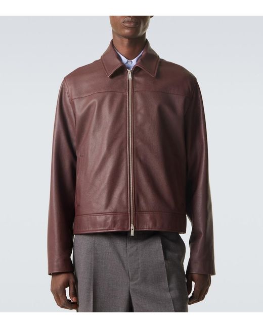 Lardini Purple Leather Jacket for men