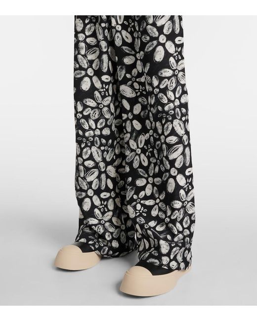 Marni White Printed Wide-Leg Pants