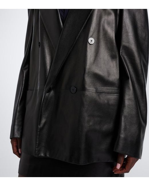Gucci Black Double-Breasted Leather Jacket