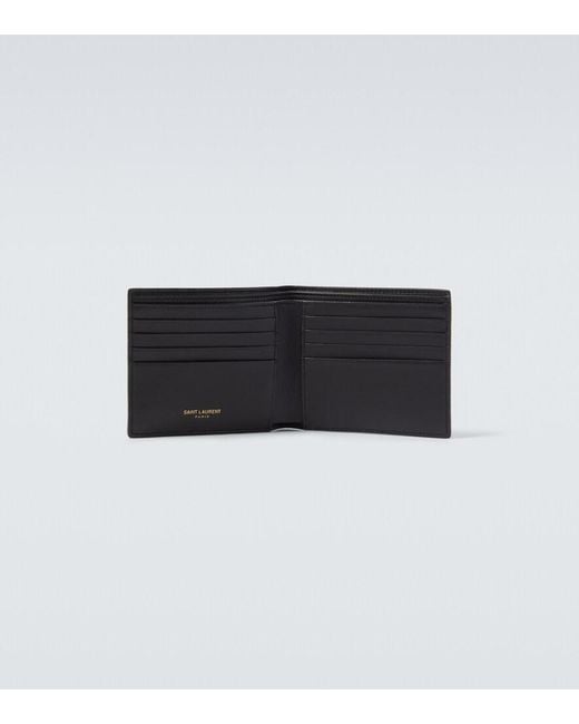 Saint Laurent Black Croc-Effect Leather Wallet for men