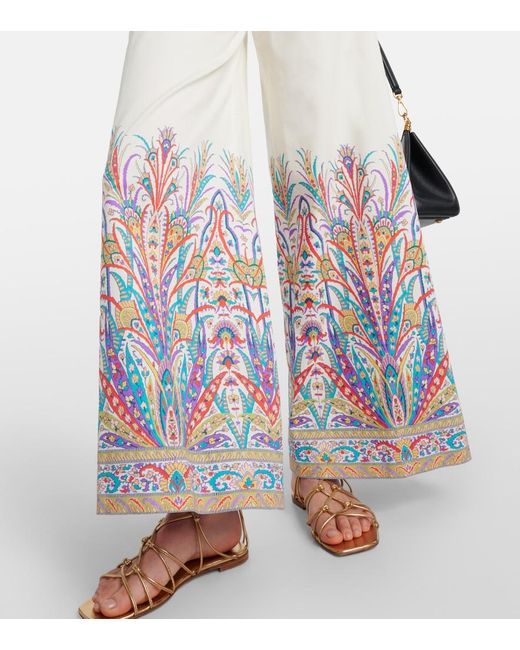 Etro White Botanical-Print Trousers