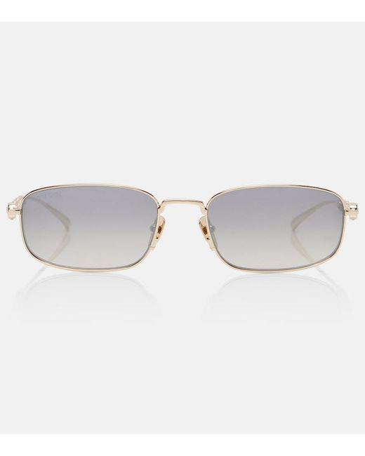 Gucci Gray Bamboo Crystal-Embellished Rectangular Sunglasses