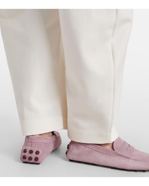 Tod's Pink Gommino Suede Driving Shoes