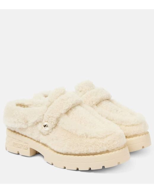 Jimmy Choo Natural Shea Shearling Platform Mules