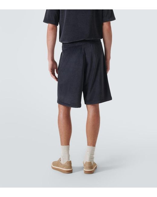 Loro Piana Blue Murano Cotton And Silk Velour Bermuda Shorts for men